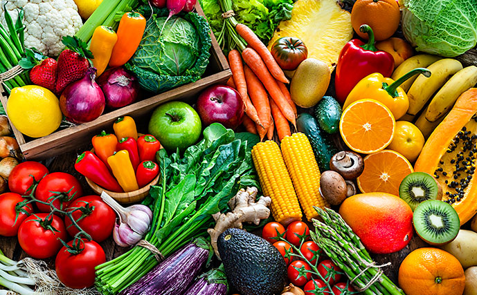 Frutas, legumes e verduras coloridas